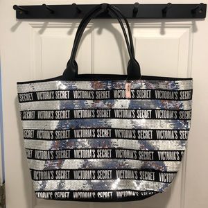 Victoria Secret silver sequins and black bag
